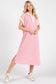 Pink Striped Relaxed Fit Midi Dress