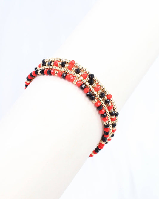 Lottie Beaded Bracelet Set Black Red