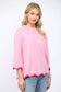 Pink Scallop Mock Neck Sweater