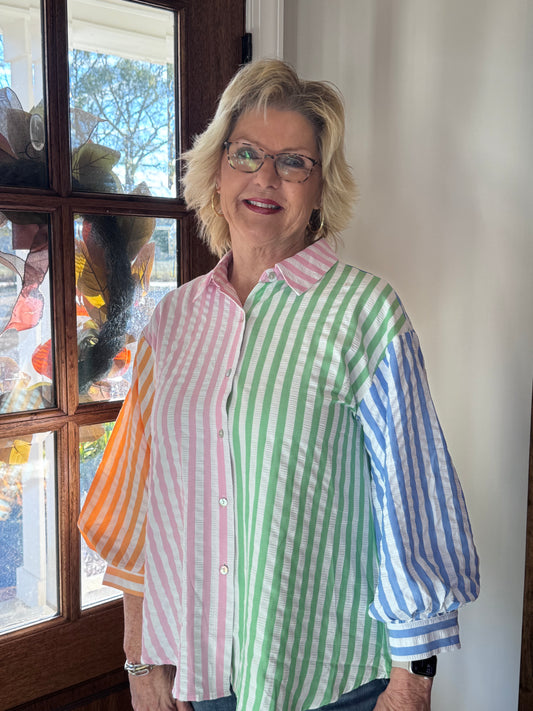 Pastel Stripe Button Up Shirt