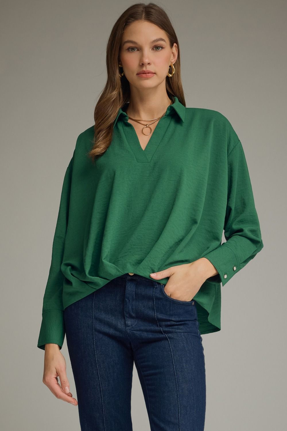 Evergreen Satin Blouse