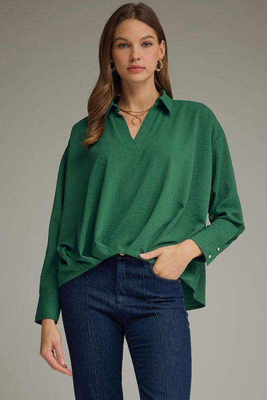 Evergreen Satin Blouse