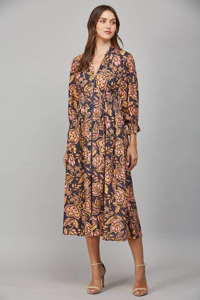 Seasons Change Floral Front Zip Dress