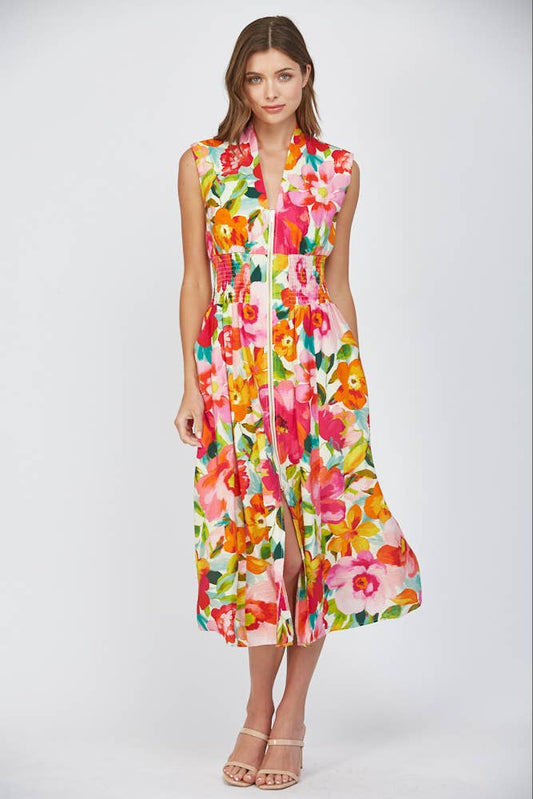 Floral Zip Front Dress