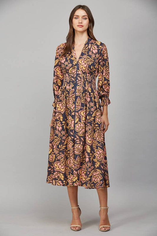Seasons Change Floral Front Zip Dress