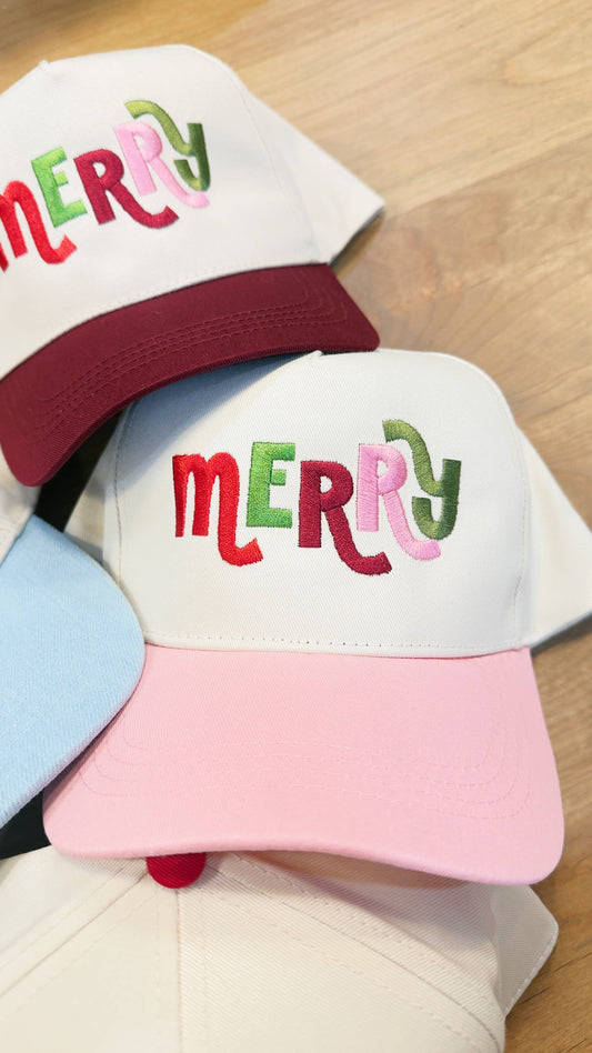 MERRY Christmas Hat : Pink + beige