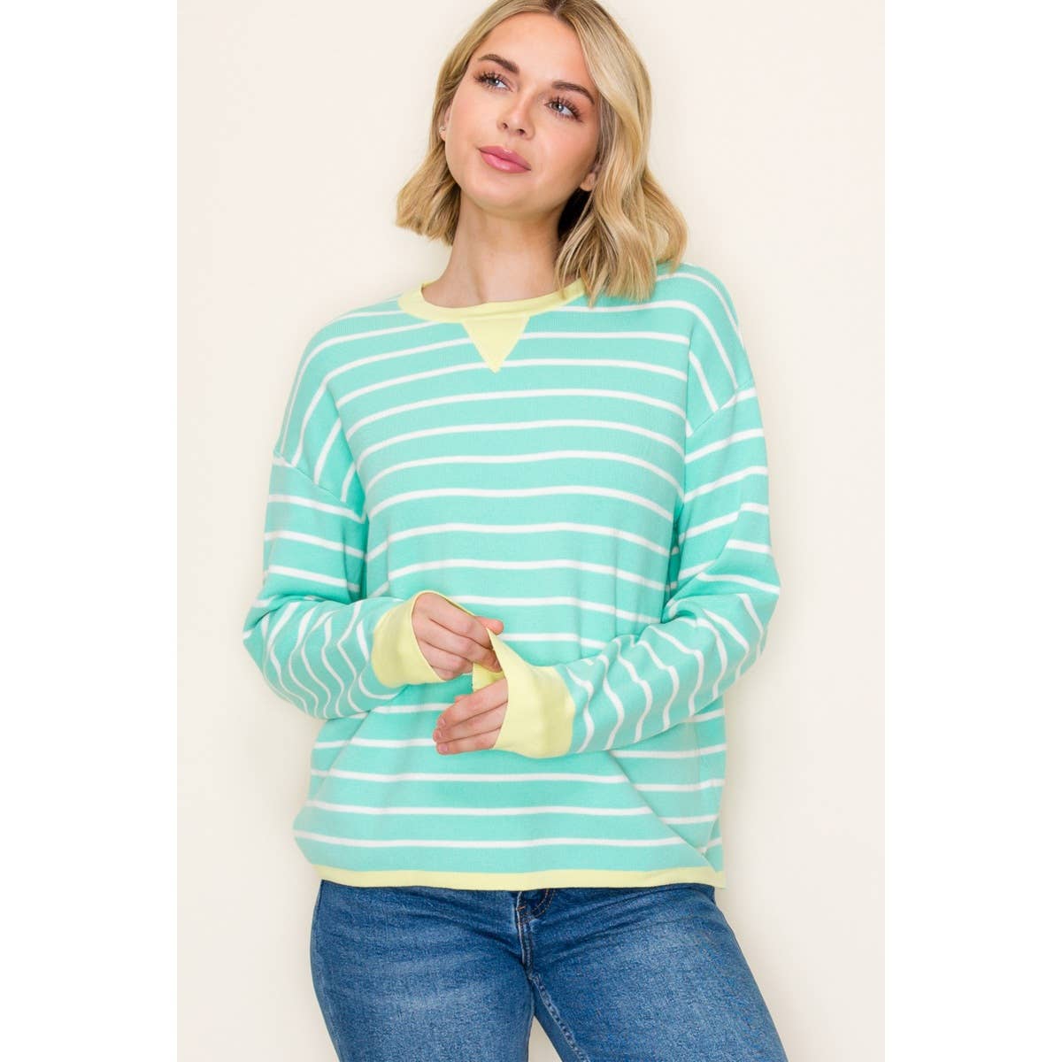 Mint Stripe Sweater