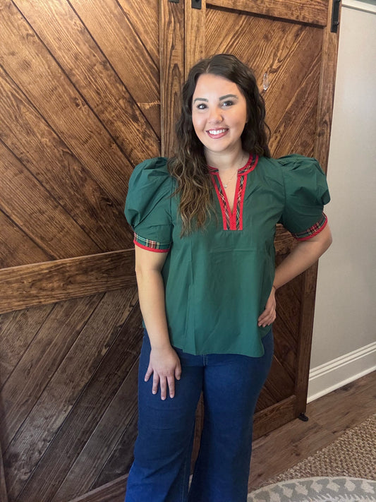 Plaid Detailed Top