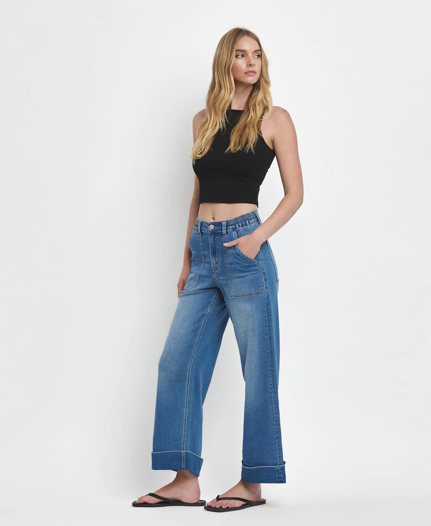 High Rise Double Cuffed Jeans