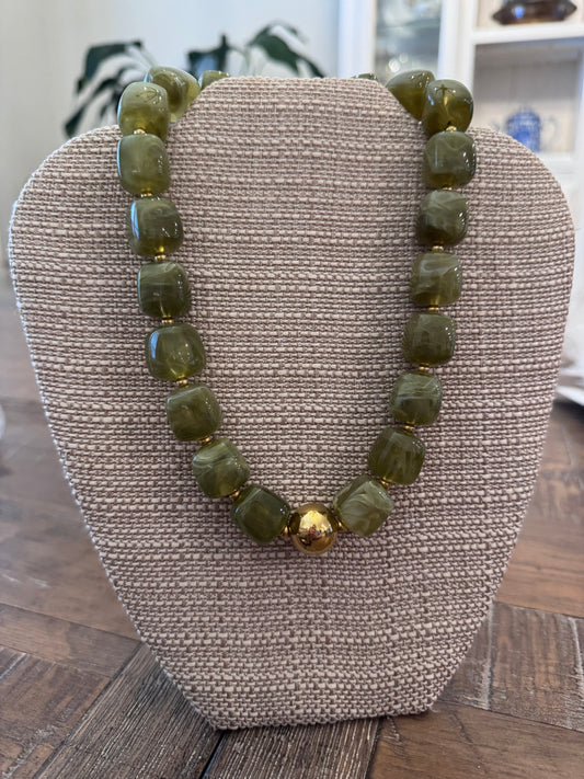 Olive Beaded Necklace