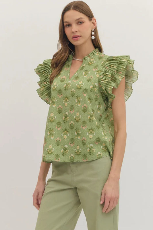 Matcha Floral Top
