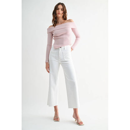 White High Rise Cropped Jeans