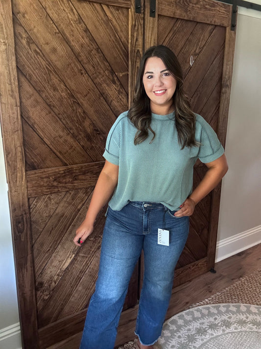 Basic Corded Top: Jade Green