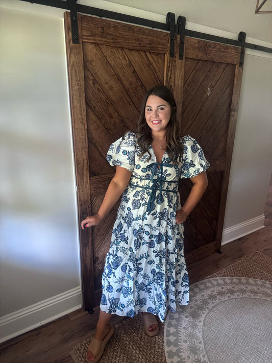 Wrenley Teal Florals Midi