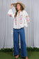 White Embroidered Long Puff Blouse
