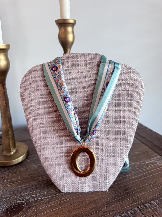 Gold Oval Scarf Necklace