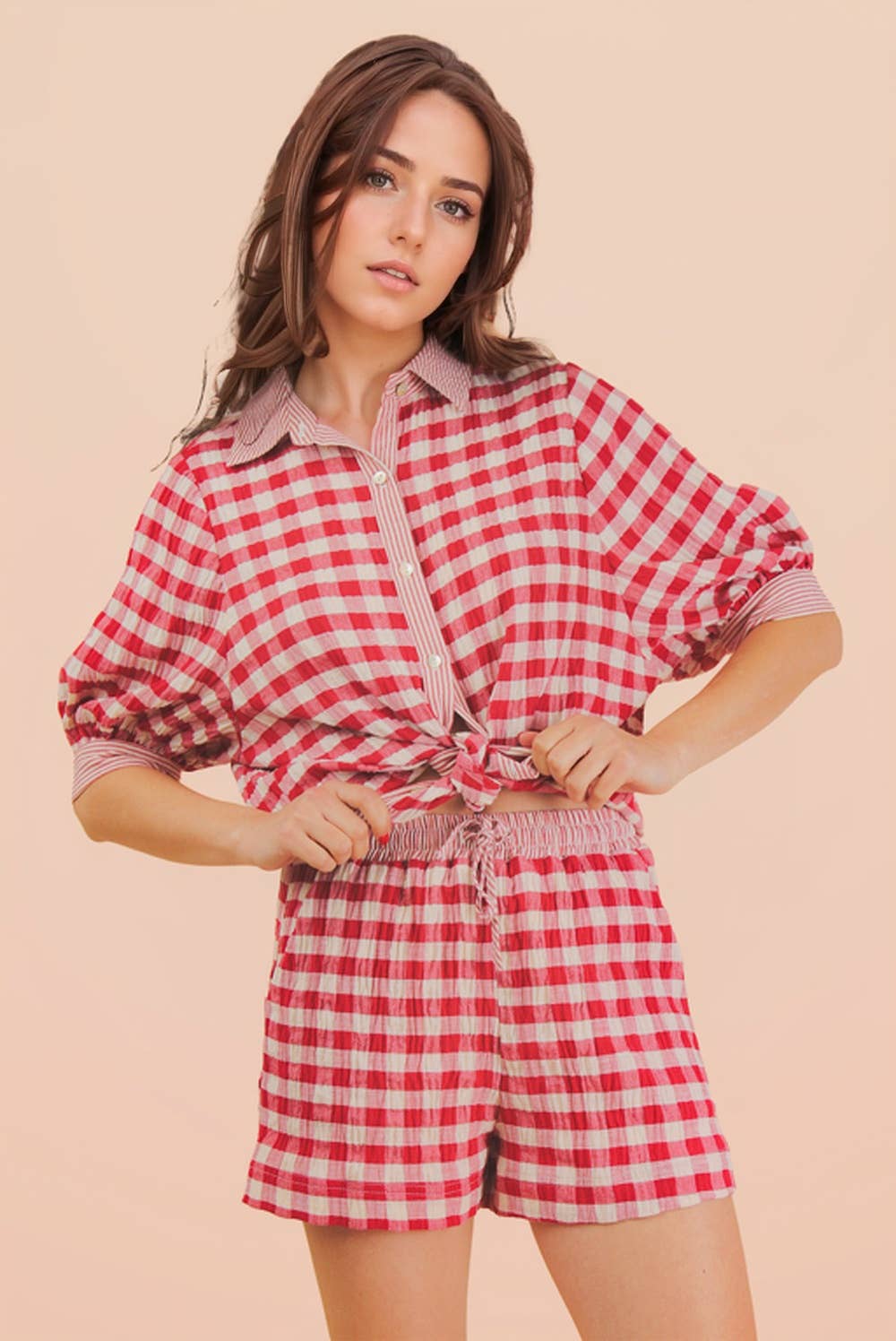 Gingham Shorts Set