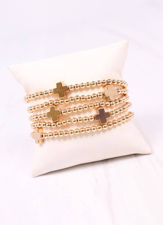 Olstead Cross Bracelet Set Gold