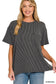 Corded Short Sleeve Front Pocket Top