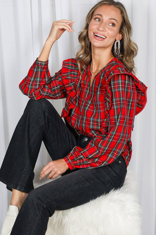 Holiday Feels Plaid Blouse