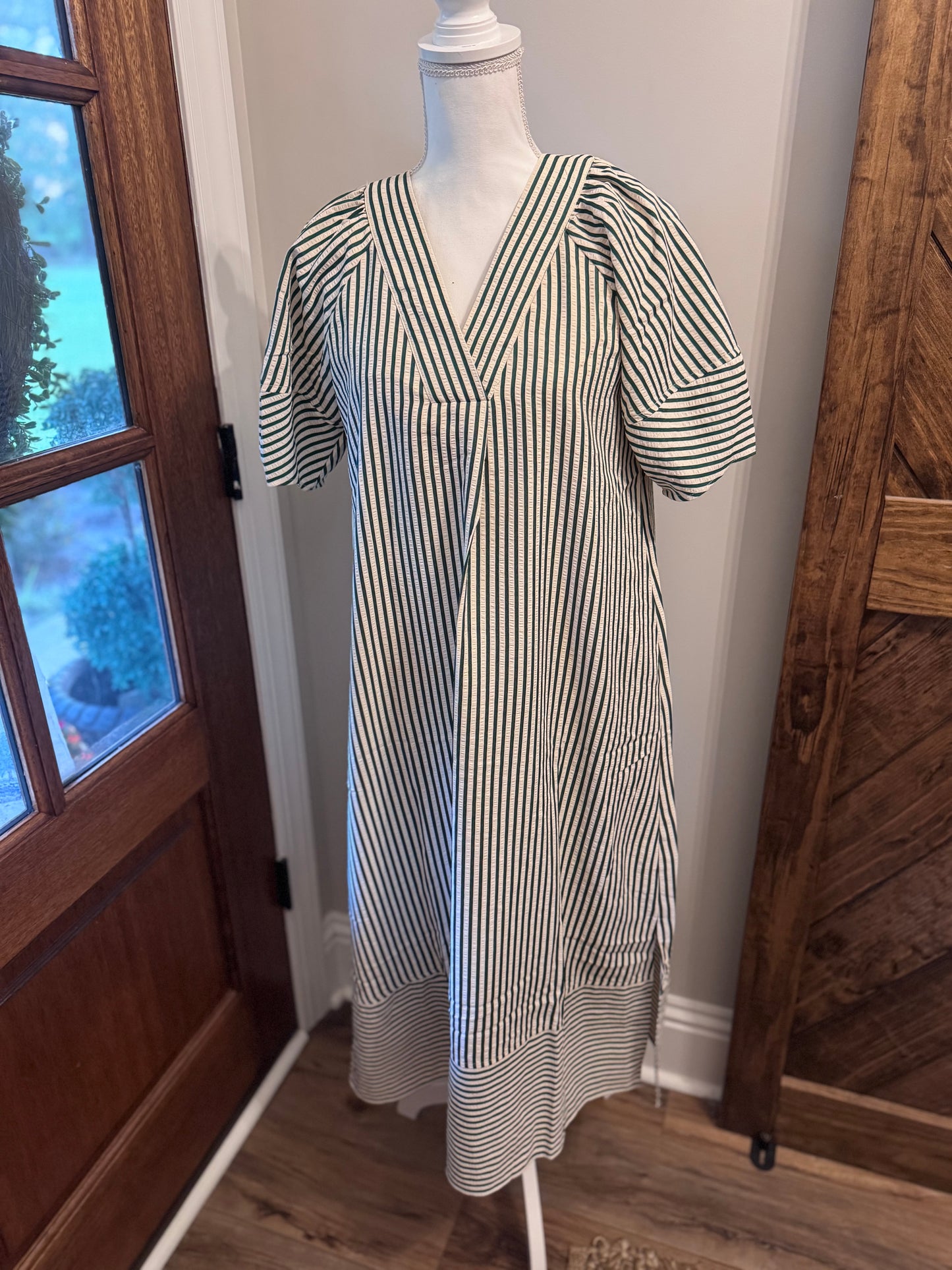 Green Striped Midi
