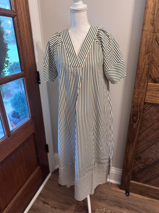 Green Striped Midi