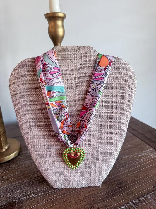 Beaded Heart Scarf Necklace