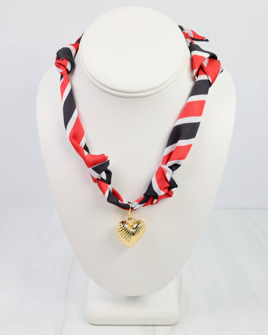 Black & Red Scarf Charm Necklace