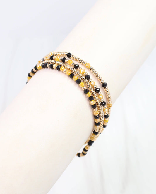 Lottie Beaded Bracelet Set Black Gold