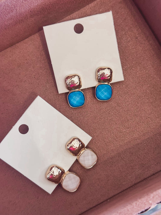 Stone Earring, Aqua
