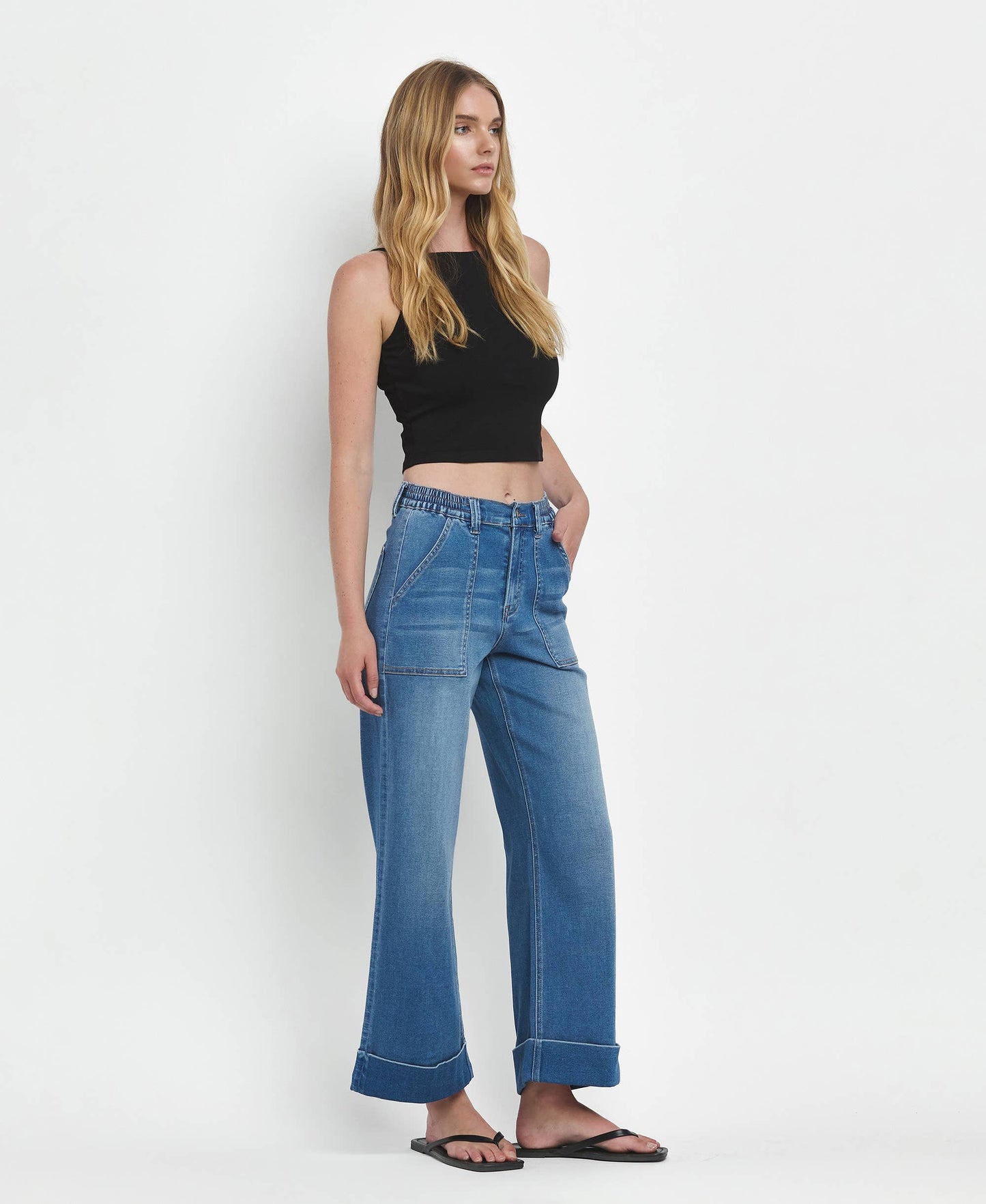 High Rise Double Cuffed Jeans