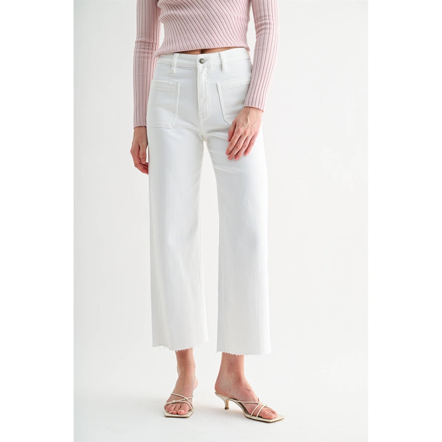 White High Rise Cropped Jeans