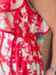 Red Flutter Sleeve Midi Dress