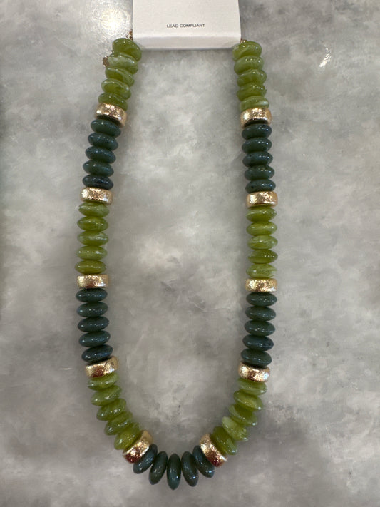 Dark Green Beaded Necklace