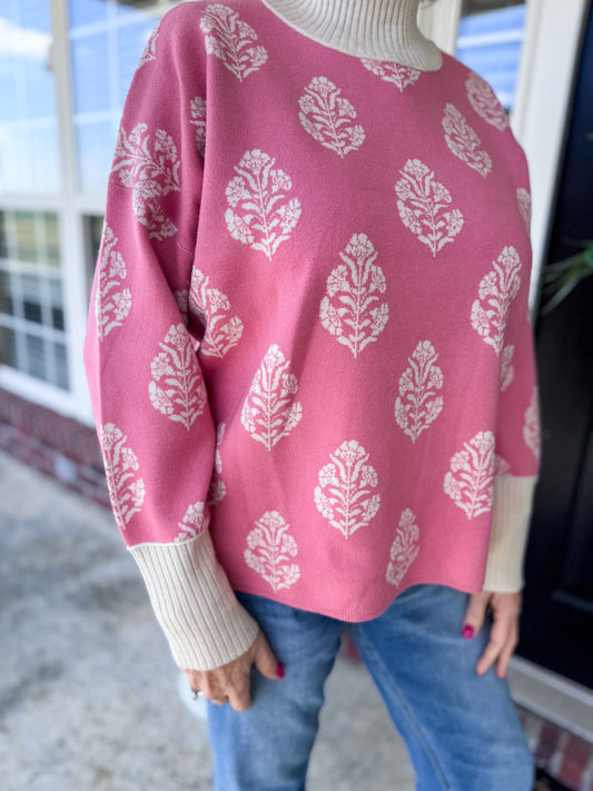 Pink Patterned Sweater