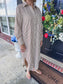 Brown Striped Long Sleeve Dress