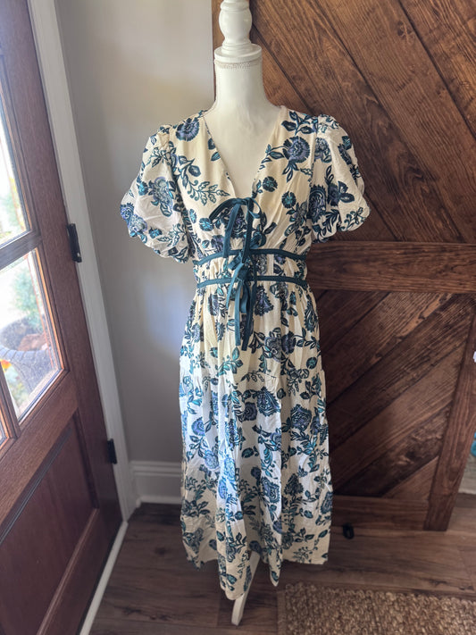 Wrenley Teal Florals Midi