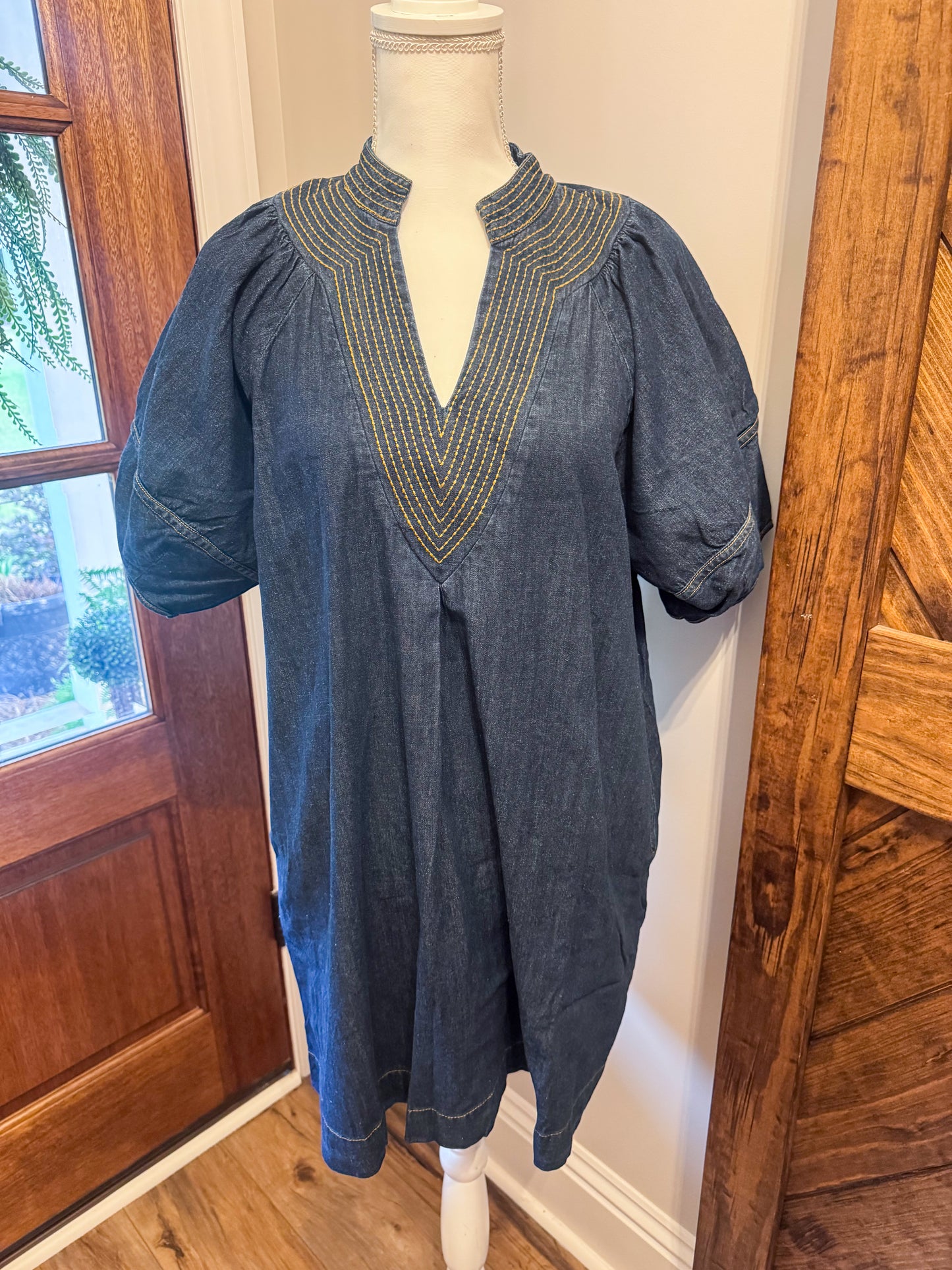 Denim Puff Sleeve Mini Dress