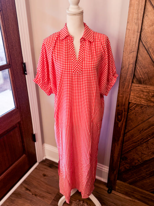 Red Gingham Midi