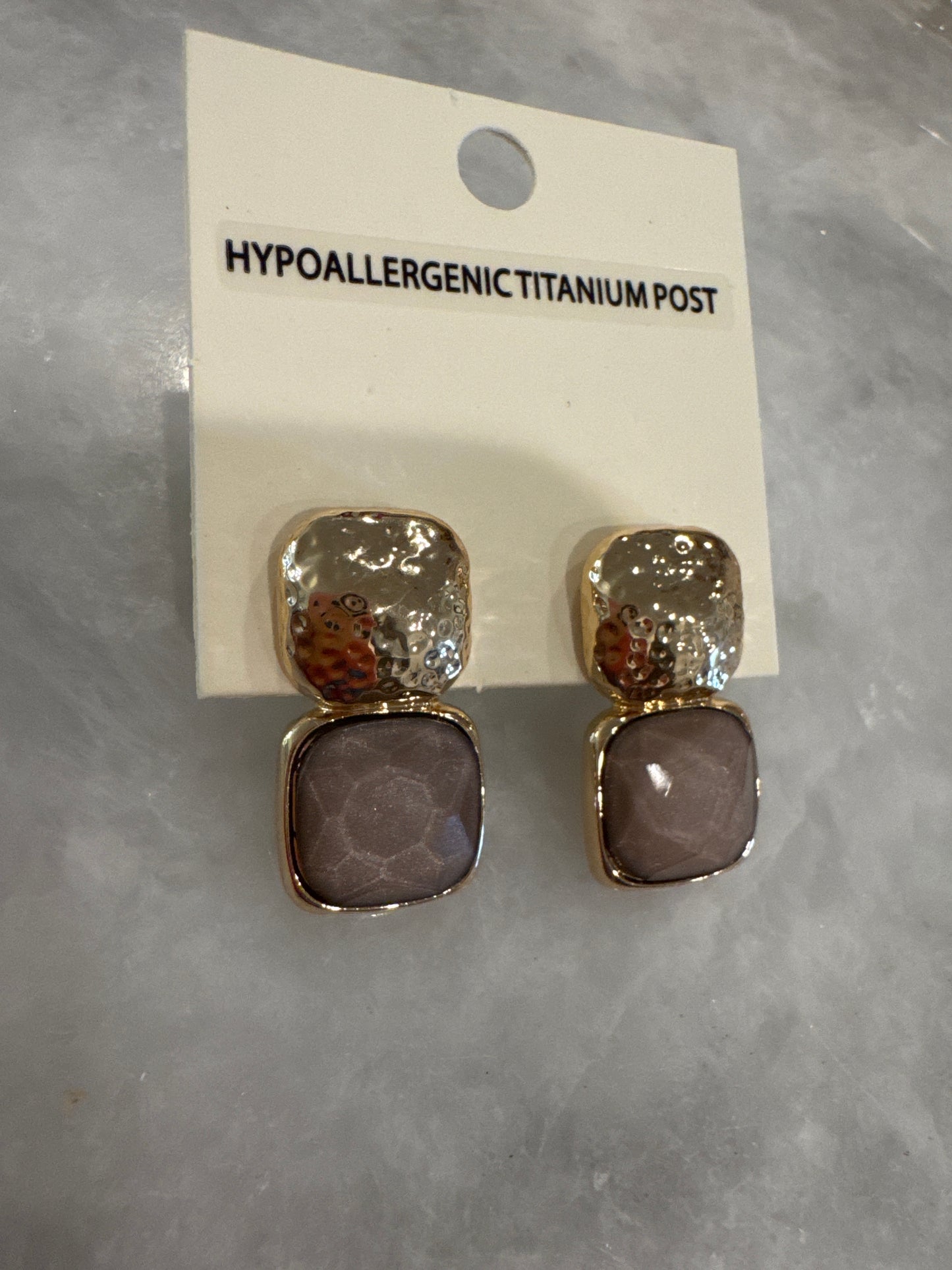 Gray Square Earrings