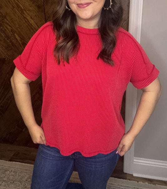 Ruby Corded Short Sleeve Cuff Top