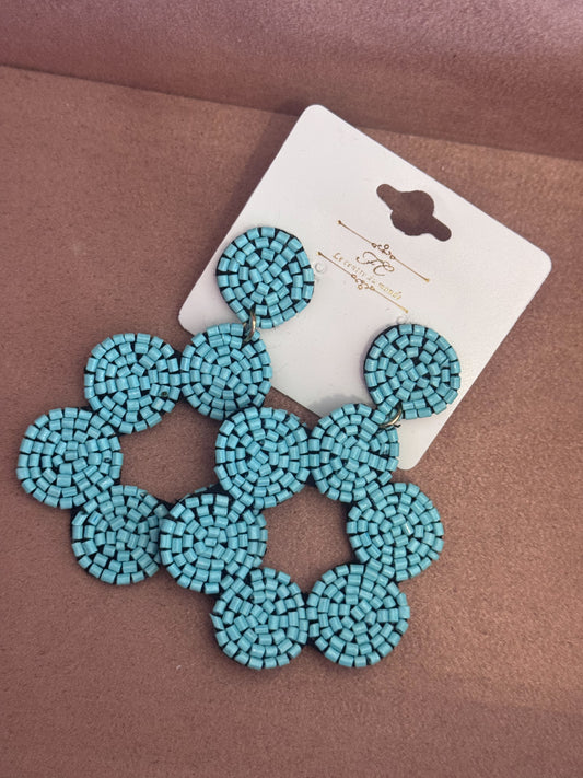 Blue Beaded Earrings