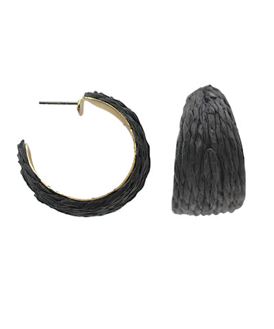 Black Raffia Hoop Earrings