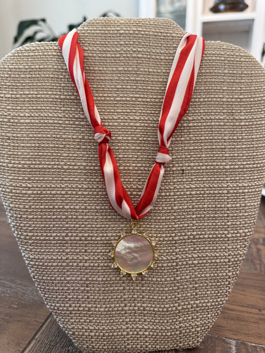 Sunburst Red Scarf Necklace