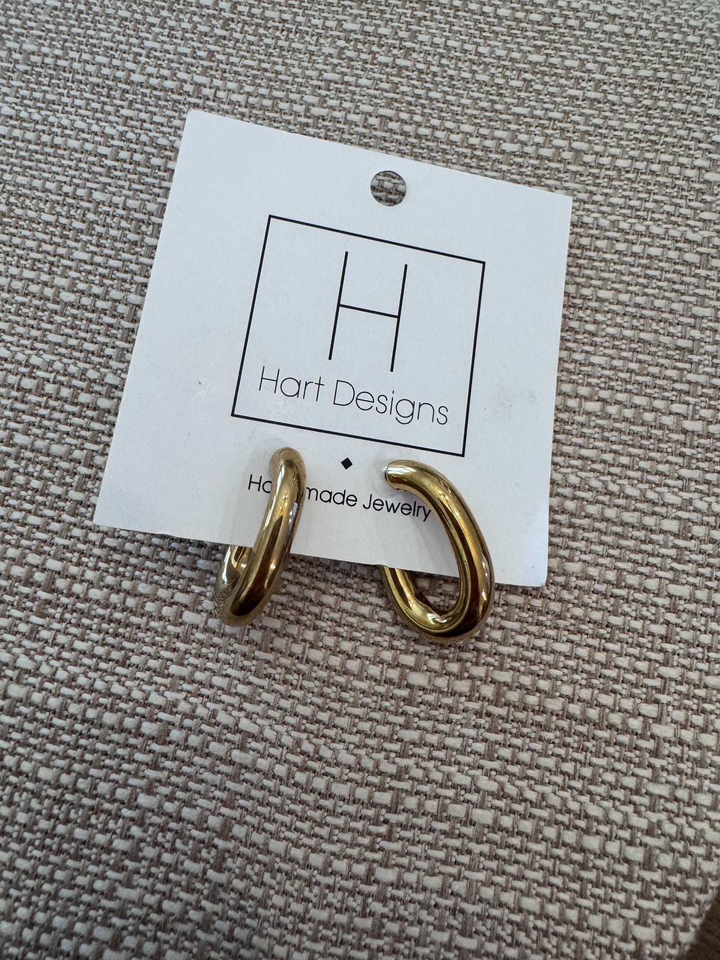 Gold Staple Hoops