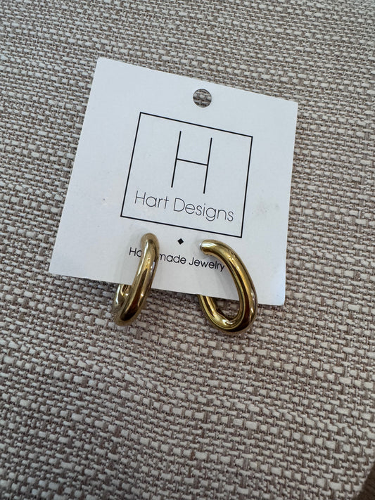 Gold Staple Hoops