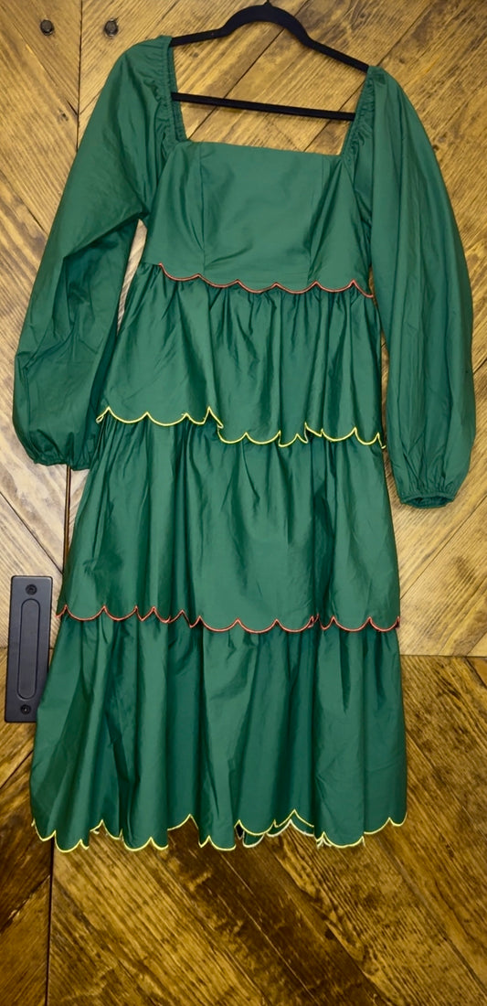 Green Poplin Midi Dress