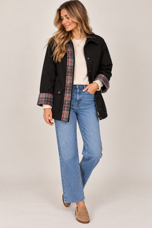 Plaid Detail Barn Jacket | Preorder Ships 11/4