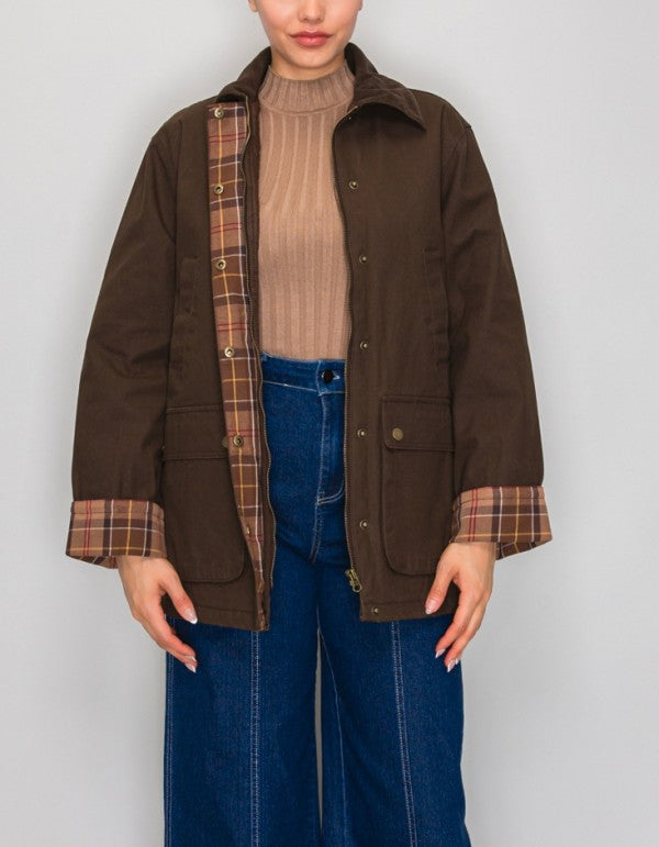 Plaid Detail Barn Jacket | Preorder Ships 11/4