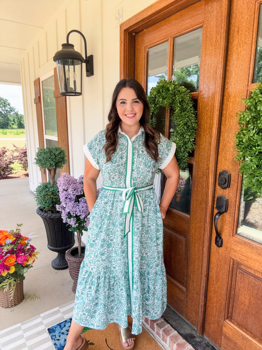 Green Fields Tie Dress